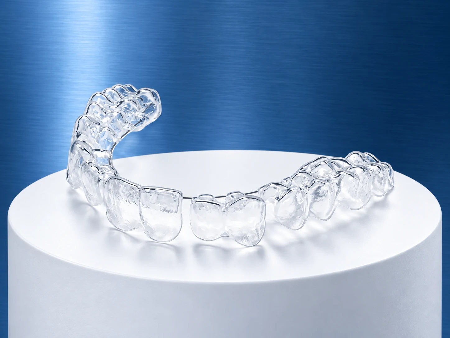 Editorial illustration of clear aligner care; not a patient or treatment-result photograph